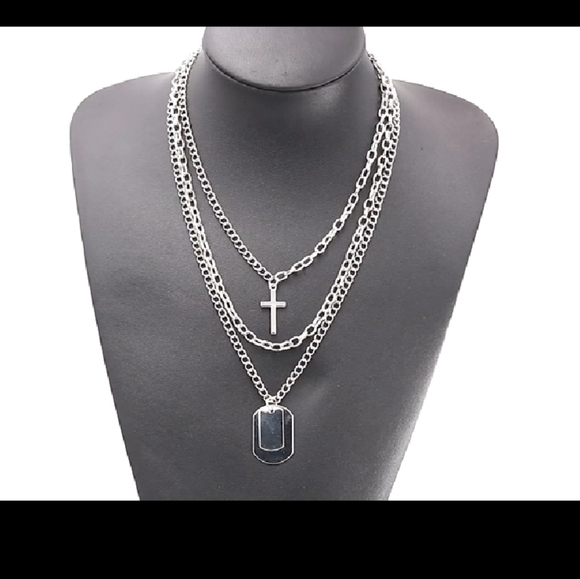 Chain Necklace Egirl Eboy Lock cross key 5 layers - Picture 8 of 13